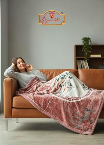 Image of Signature Exclusive Supersoft Luxury Heavy Winter Double Ply Double Bed Mink Blanket - 4.5 kg | 100% Polyester | 2.10 m x 2.40 m | Royal Luxe Comfort for Extreme Cold (Bamboo Bliss)