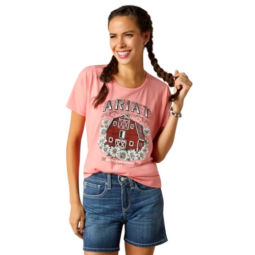 Image of Ariat Women's Ariat Floral Farm T-Shirt, Coral Heather, Medium