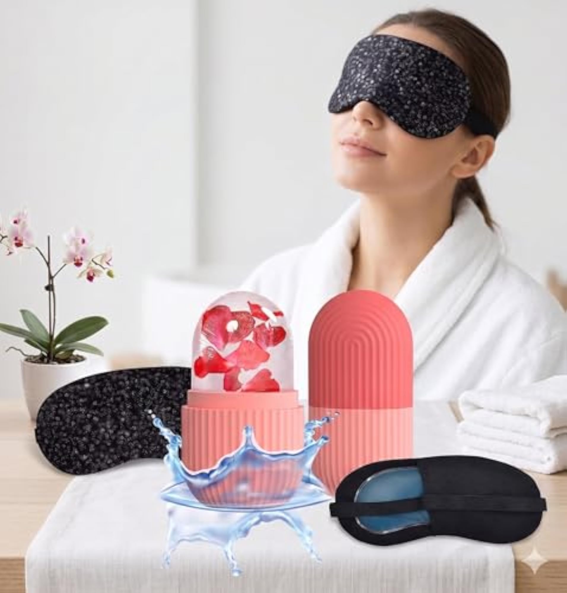 Cold Compress Face Kit, Eye Mask & Ice Cup Roller