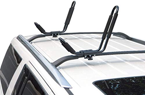 DrSportsUSA 2 Pairs Universal J-Bar Kayak Rack Roof Top Carrier for Kayak Canoe Paddle Boat Mounted on Car SUV