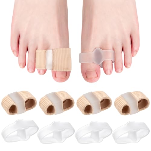 8 Pièces Correcteur d'Oignon, Séparateurs d'Orteils Qui Se Chevauchent avec 2 Boucles, 2 Tailles Ecarteur Orteil, Orthese Hallux Valgus, Soin Des Pieds pour Orteils...
