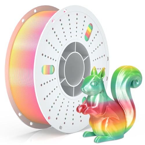 Image of PINBALL Silk Rainbow PLA 3D Printer Filament 1.75mm Shiny Multi-Color Changing Filament 3D Printing PLA Filament Dimensional Accuracy + /- 0.02mm 1 KG Silk Rainbow Macaroon