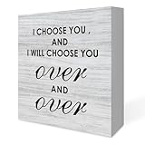 Rustic Bedroom Quote Wooden Box Sign, Home Bedroom Decor,I Choose You Block Plaque for Wall Tabletop Desk, Farmhouse Style Wall Art Decoration,(5 X 5 Inch)