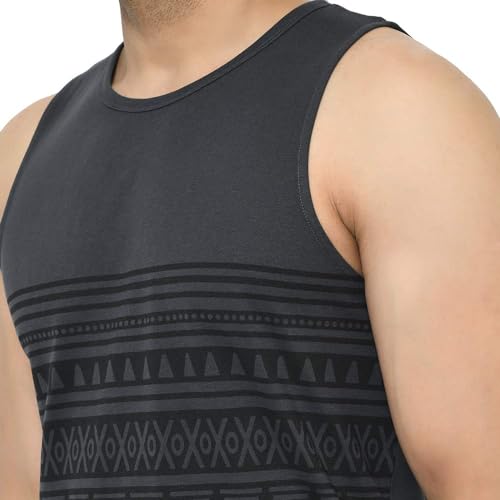 Image of Rigo Stylish Cotton Printed Vest for Men | Round Neck,Regular Fit, Sleeveless T-Shirt Vest for Men | Casual Innerwear Sando for Men & Boys - Perfect for Workouts Gym, Vacations, and Beaches
