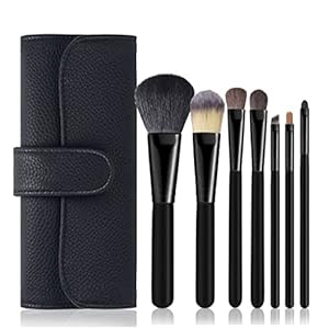 7pcs Makeup Brushes Powder Foundation Blusher Cosmetics Tools Goat Hair(Color:Svart)