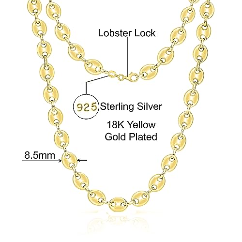 Savlano 925 Sterling Silver Puffed Mariner Link Chain Necklace-18K Gold Plated Hollow Anchor Chain Necklace for Women & Men Comes with Gift Box- Made in Italy3