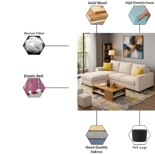 Image of Casaliving Rolando Seater L Shape Sofa Set for Living Room Left Side (Cream, 4 Seater LHS)