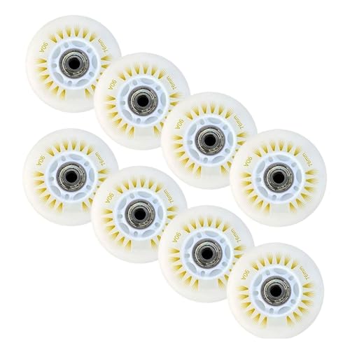 GROWTHLIN Inline Skate Replacement Wheels Outdoor & Indoor 8-Pack LED Inline Skate Wheels 90A Freestyle Brake Wheels with Bearings Core Replacement Light Up Pulley,E,110mm