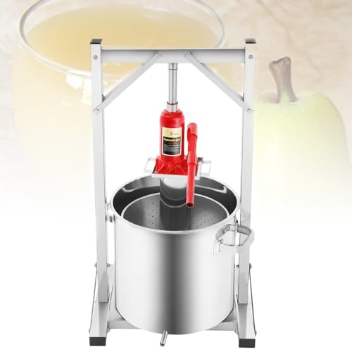 Nicvrea Presse à Fruits et à Vin, Pressoir à Cidre en Acier Inoxydable pour Pommes, Raisins, Baies et Légumes, Broyeur Manuel, Matériel pour la Vinification 22L