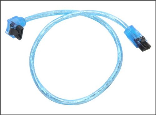 OKGEAR SATA III Premium Round Cable Straight to Right Angle - Many Sizes/Colors (18", Blue)