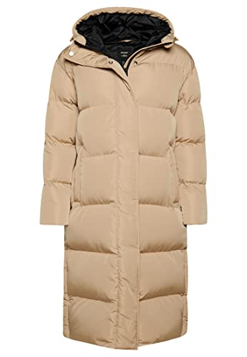 Superdry Damen Lang geschnittener Steppmantel mit Kapuze Shaker Beige 40