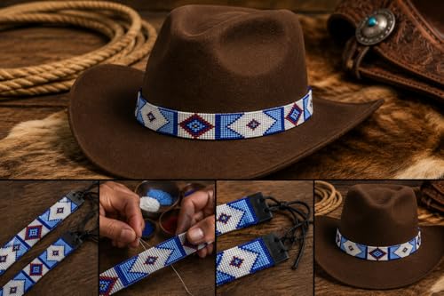 Image of Cowboy Western Beaded Hat Band Rodeo Style Handmade