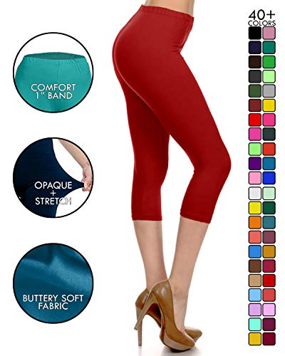 Image of Leggings Depot Women's High Waist Leggings Soft 1 inch Waistband Solid Pants - Regular, Plus, 1X3X, 3X5X