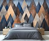 KIREUPA Geometric Mountain Wall Mural, Modern Abstract Triangle Peaks 3d Wall Murals, Landscape Photo Wallpaper Mural, for Living Room Bedroom Large Wallpaper Indoor Decor 59' W x39.4 H