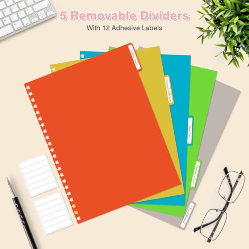 Image of 5 Subject Notebooks College Ruled, Lined Notebook with Removable Dividers
