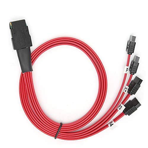 lvifloae SAS to Sata Adapter Internal Mini Cable,H0203 Mini SAS 36p Sff-8087 to 4sata Compatible with Controller Hard Drive Red Connected 0.5meter/1.6ft