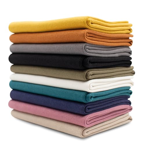 Création en Couleurs lot de10 Tissus Jersey Multicolores 95% coton 5% élasthanne 0,25 m RIB...