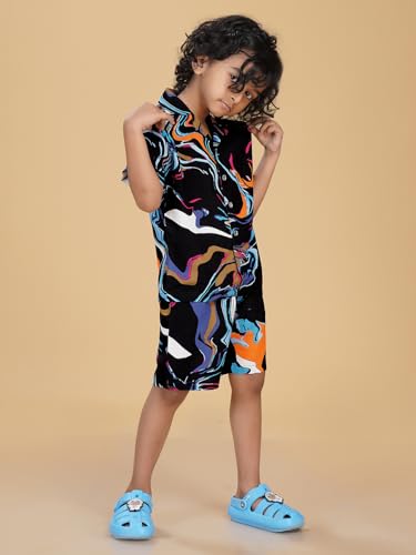Image of Ninos Dreams Boys Cotton Rayon Coord Set with shorts /Holiday Shirt & Shorts
