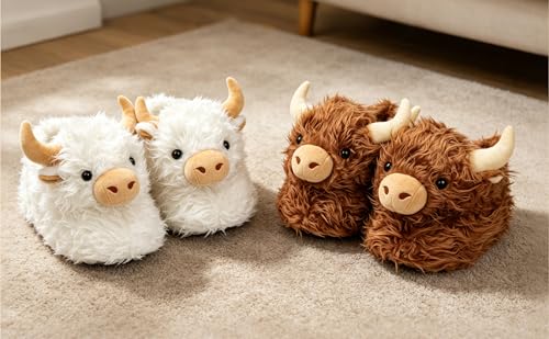 Image of Women Animal Slippers Cute Plush House Shoes Warm Novelty Cartoon Slippers Gifts for Birthday Christmas