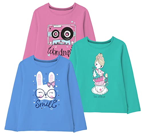 Image of minicult Cotton Printed Full Sleeve T Shirts for Girls(Pack of 3)
