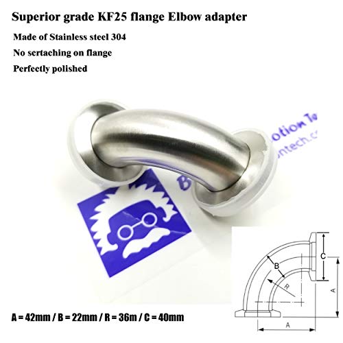 Image of NW KF Flange Elbow Fitting with KF16 / KF25 / KF40 Flange (90 KF25 Elbow)