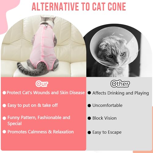 SlowTon Cat Surgery Recovery Suit - Hair Resistant Kitten Onesie for Cats After Surgery, Cone E Collar Alternative for Female Male Cats, Surgical Spay Recovery Suit for Abdominal Wound Skin Diseases - Image 5