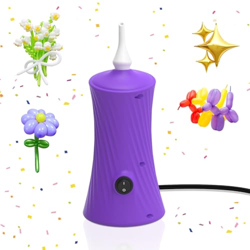 HeyMate 206 Balloon Pump Electric Air Pump for Long Balloon Inflator Blower for Foil Twisty Animal Balloons for Birthday Party Celebration Balloons Decorations, Purple