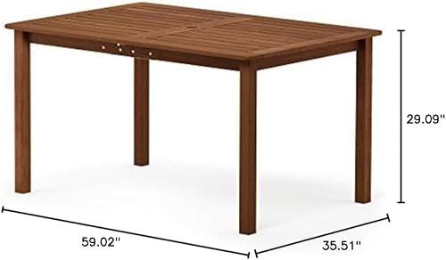 Miniatura 10 de Furinno Tioman Mesa de comedor para exteriores, natural, 35.5 pulgadas de profundidad x 59.0 pulgadas de ancho x 29.0 pulgadas de alto