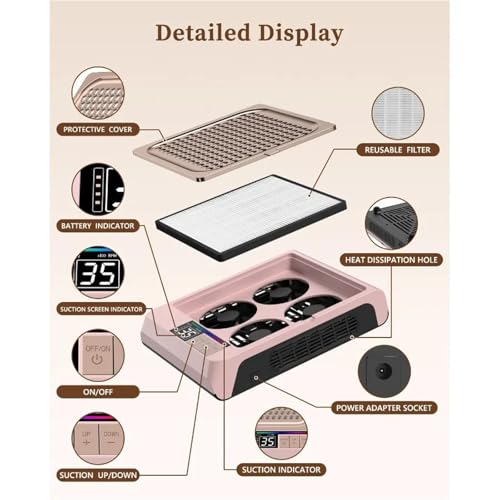 Colector de polvo de uñas recargable para mantener tu salón libre de residuos 3