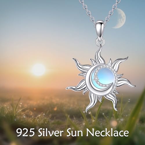KZX Sun Necklace for Women 925 Sterling Silver Amber/Labradorite Sun Jewelry Gifts for Mother Wife4