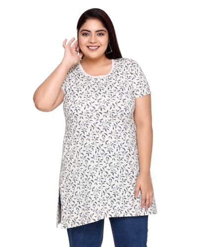 Image of In Love Women's All-Over Printed Cotton Plus Size Longline T-Shirt with Pockets