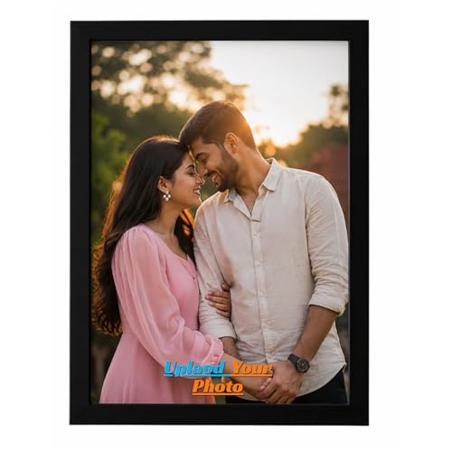 Image of Customized Wooden Photo Frame | Single Photo Upload | HD Printed Personalized Gift for Birthday, Anniversary, Wedding, Couples & Family | Table Stand & Wall Mount | Black | 6R,A4,A3 Size
