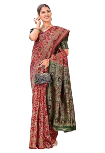 Image of Yashika Women's Banarsi Silk Saree with Blouse Piece for Traditional Ethnic Wear Sari