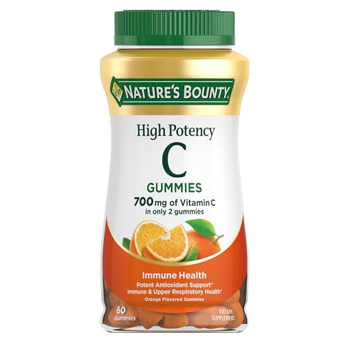 Natures Bounty Vitamin C Gummies 700mg High Potency Vitamin C Chewable Gummies for Adults Immune Support Supplement Dietary Supplement Orange Flavor 60 Ct