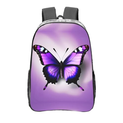 Sac à dos transparent pour le travail noir avec poches et imprimé papillon