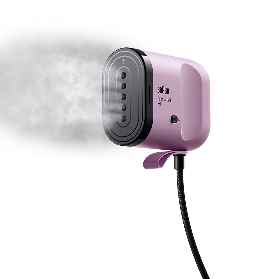 Braun QuickStyle mini - Defroisseur Vapeur Voyage, Vapeur 20 G/min, Violet | Défroisseur de Voyage Compact avec Technologie iCare, Chauffe en 15 s, Remplissage Facile Réservoir 80 ml, 1200 W, GS1031PU
