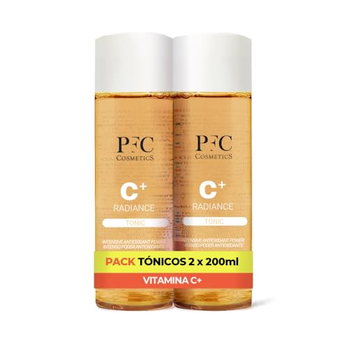 PFC Pack x2 Tónico Facial Iluminador y Antioxidante con Vitamina C+ y Ácido Hialurónico. 2 x 200ml. Limpia e Hidrata. Aporta Luminosidad y Revitaliza. Todo Tipo de Piel. Antiedad
