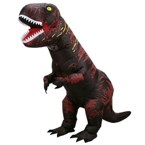 JASHKE Traje Inflable de Dinosaurio T Rex para Halloween   Disfraz de Adulto (Negro)