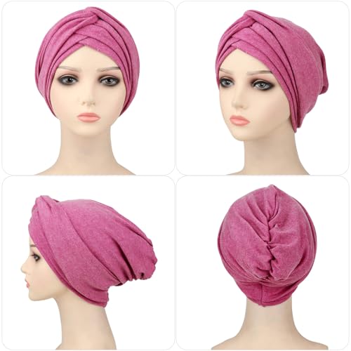 Image of DRESHOW African Women Turban Caps Beanie Twist Headscarf Pre-Tied Double Twisted Braids Headwraps for Women Chemo Cancer Cap
