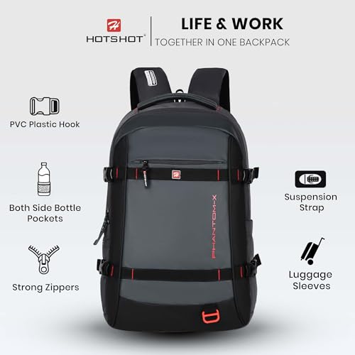 Image of HOT SHOT PHANTOM-X,Detachable Key Ring,Trolley sleeve,Suspension straps,laptop backpack for men|office bag for men|college bag |laptop bag,32 L for men & women