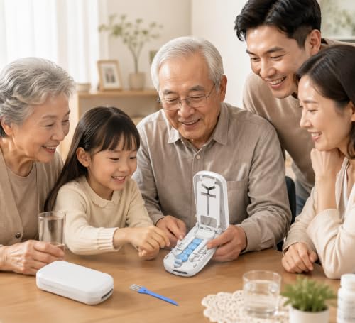 Image of Pill Cutter | Pill Splitter for Small or Large Pills | Design in The USA| Cuts Vitamins |- Adjustable Splitter Easy to Clean, Safe for Seniors, Kids, Pets (Beige)