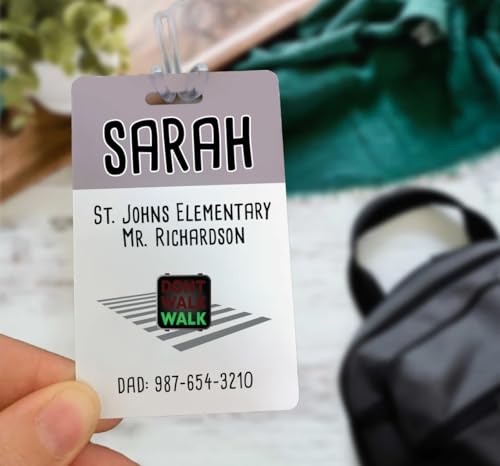 Custom Kids Bag Tag for Backpack | Input Your Name, Contact Info, School Info, Transportation Info, Clipart & Colors | Personalized Mode of Transportation ID tag for Children | Back to School4
