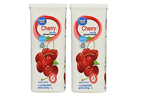 Great Value Cherry Drink Mix, 1.9 Oz- 6 Packets (Pack of 2) Great Value Cherry Drink Mix, 1.9 Oz- 6 Packets (Pack of 2)