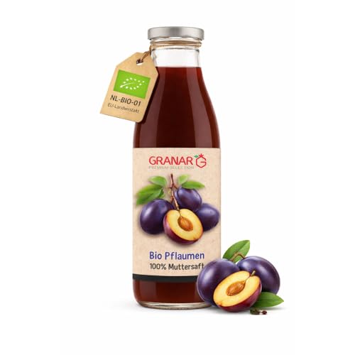GranarBio Bio Pflaumen Direktsaft 100 Prozent Frucht nicht aus Konzentrat samtig-milder Geschmack mit Fruchtfleisch 750 ml