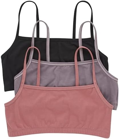Hanes Women's Cropped Bralette, Breathable Pullover Bra, Crop Top, Solid Or Assorted, 3-Pack Bra (Pack of 3)