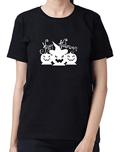 Bhains Ki AnkhBlack Women Polyester Happy Halloween Printed Short Sleeve T-Shirt
