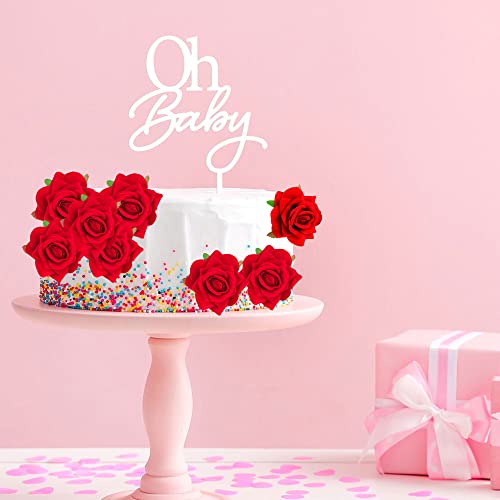 Gyufise 15Pcs Flower Cake Toppers Artificial Rose Cake Decorations Happy Birthday Cake Toppers Artificial Red Rose Flowers Cake Toppers for Girls Birthday Party Wedding Baby Shower Supplies - Thumbnail 5