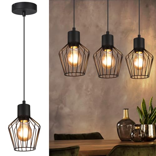 Lichtmaler Hängeleuchte Esstisch Pendelleuchte Retro - Pendellampe E27 Schwarz 1 Flammig Hängend Lampen Metall Lampenschirm Hängelampe Industrie Wohnzimmerlampe für Küche Schlafzimmer Cafe