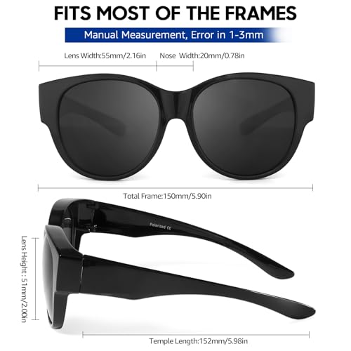 Image of Xfeel Polarized Over Glasses Sunglasses for Women Fitover Sun Glasses | Sunglasses that Fit Over Glasses, UV400 Protection, Outdoor Driving Shades, Over Reading /Prescription Glasses Sunglasses