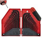 AMM 31-Piece Hex Key Wrench Set, Metric and SAE Allen Wrenches (0.028-3/8 inch, 0.7-10 mm) L Shape Allen Keys, Chrome Vanadium Steel